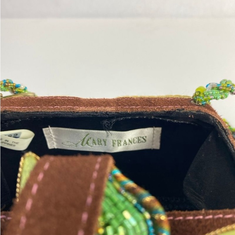 Mary Frances Floral Beaded Clutch in Green and Pink - Picture 4 of 6